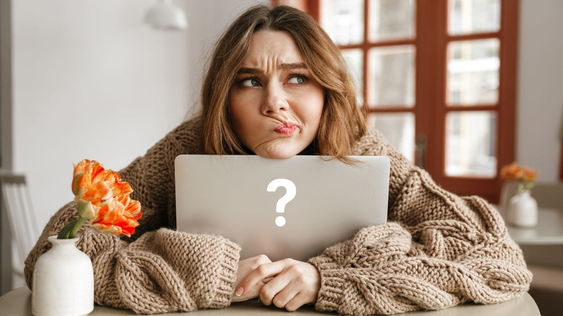 A decorative image showing a woman, assumed to be the owner of a small cosmetics business, confused about whether a cheap CPSR is a good thing or not.