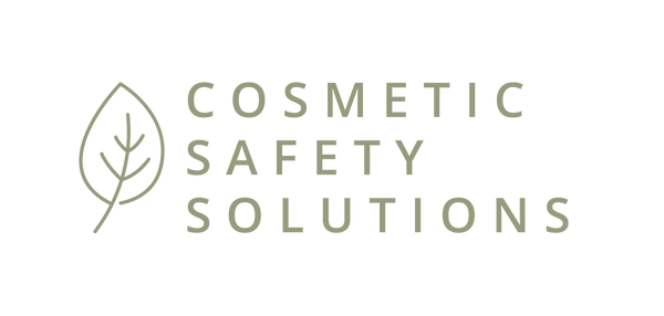 A green leaf outline next to the words Cosmetic Safety Solutions