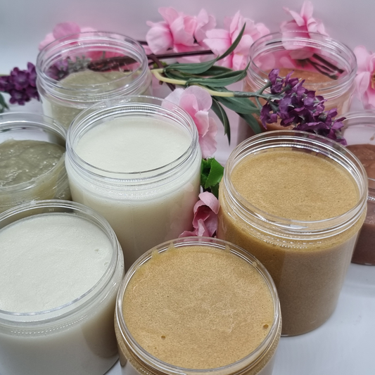 CPSR Emulsified Sugar or Salt Scrub with 6 essential oil variants and flexi clay